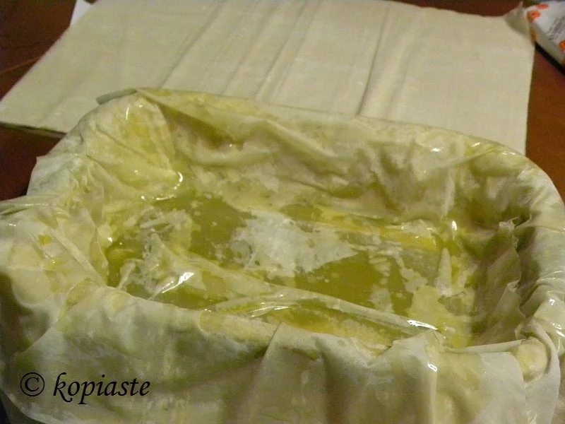 Brushing phyllo with clarified butter