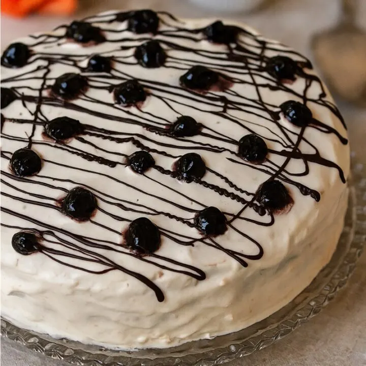 Chocolate and Sour cherries birthday cake picture