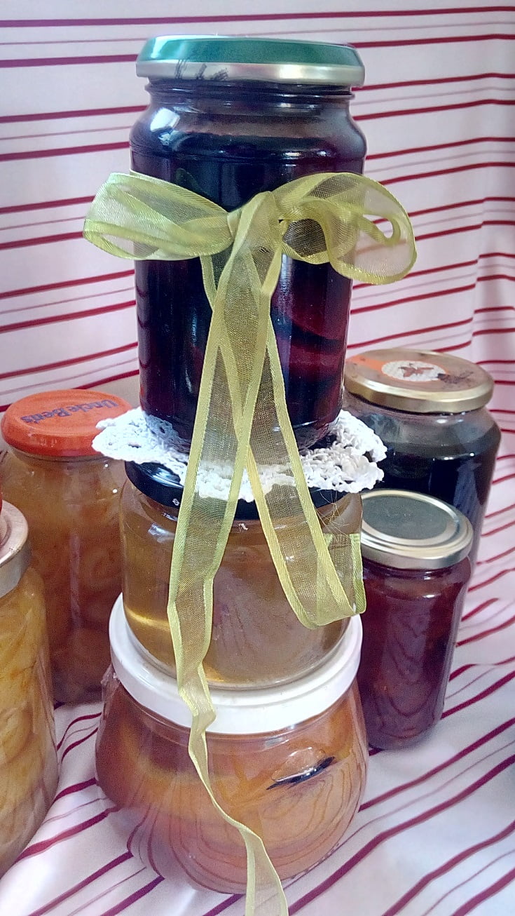 Jars of preserved fruit image