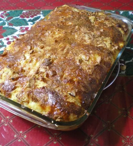 Savoury Bread Soufflé with Cheese and Smoked Turkey