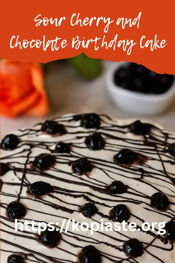 collage New Sour Cherry and Chocolate Birthday Cake image