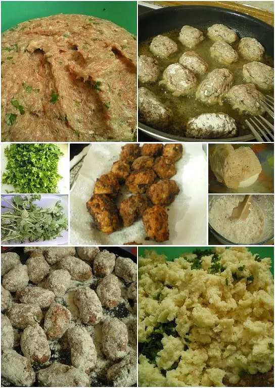 collage keftedes meatballs image