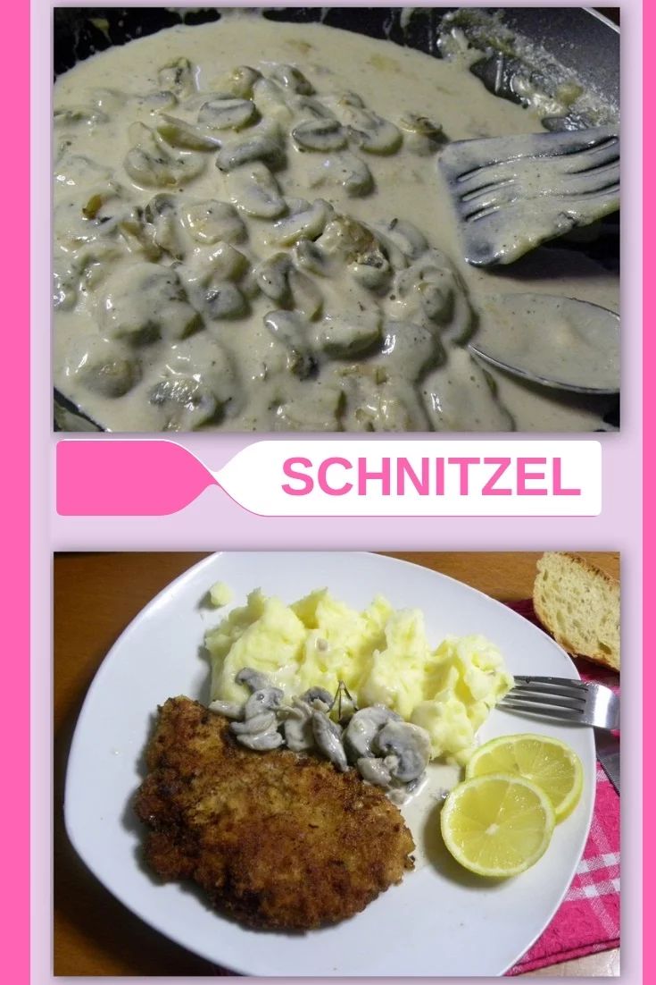 Collage Schnitzel and mushroom sauce image