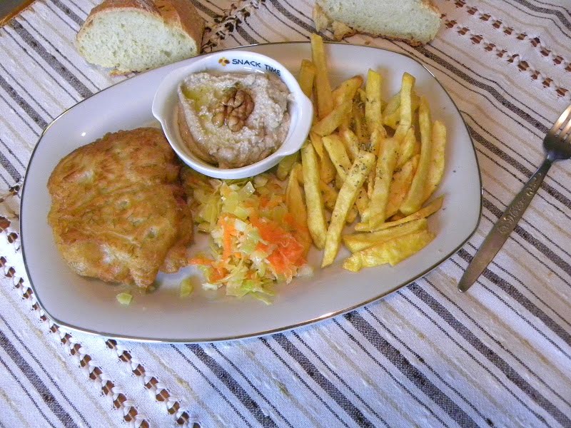 Battered cod with skordalia image