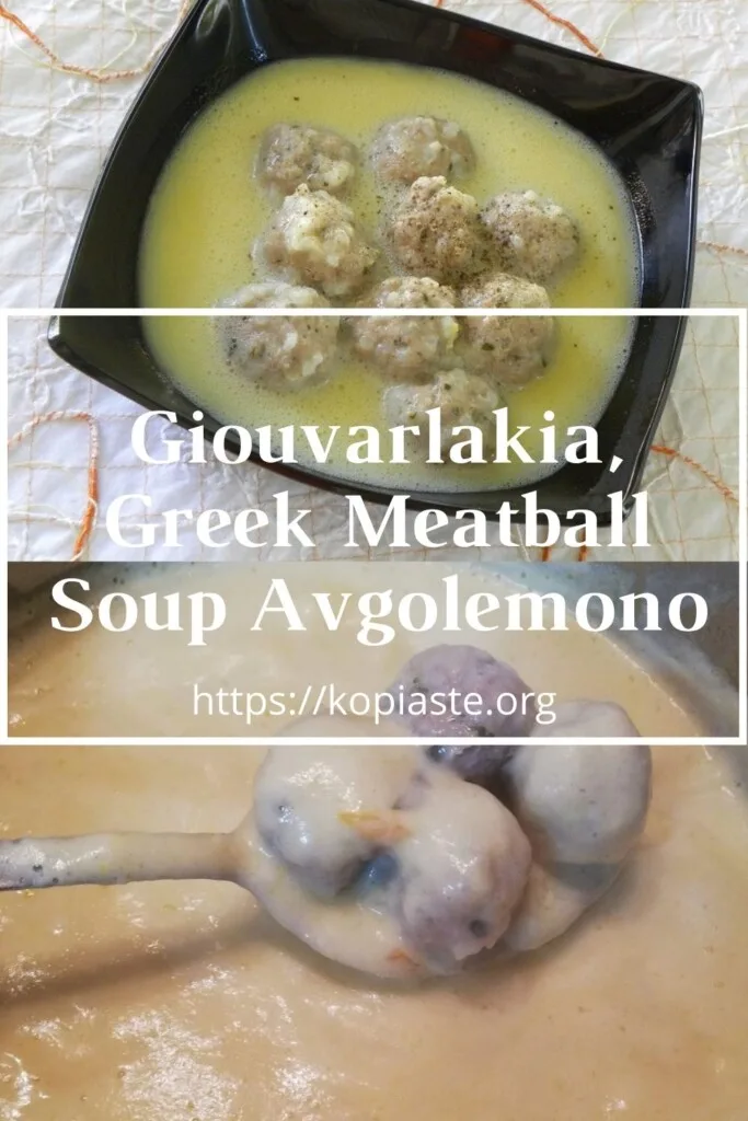 Collage Giouvarlakia Greek Meatball Soup Avgolemono image