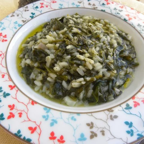 Greek Vegan Spanakoryzo (Spinach) Risotto with herbs image
