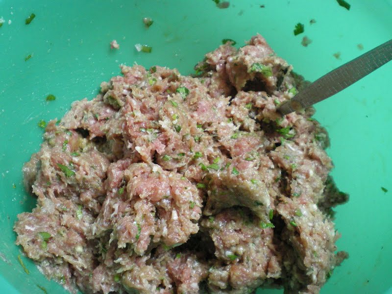 Mixing minced meat image