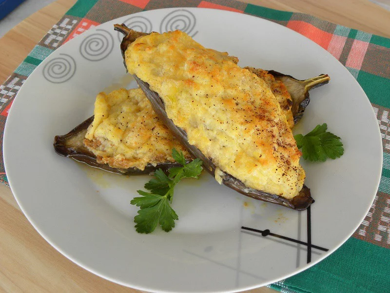 Papoutsakia with bechamel in a plate image