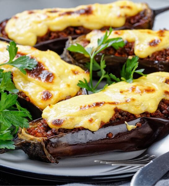 Melitzanes Papoutsakia (Stuffed Eggplants)