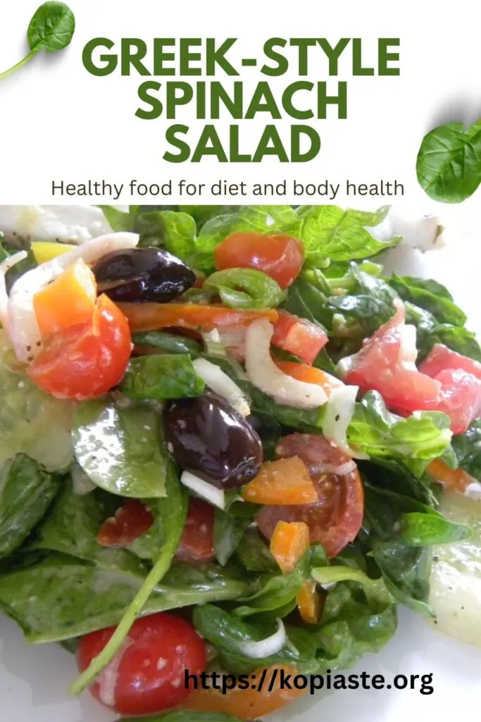 Collage Greek-style Spinach salad image