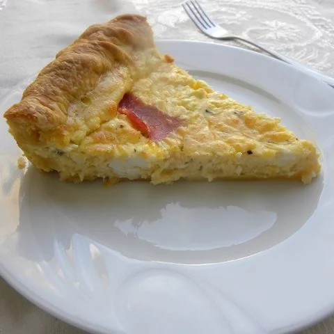 Greek-style Feta and Graviera Quiche with Bacon