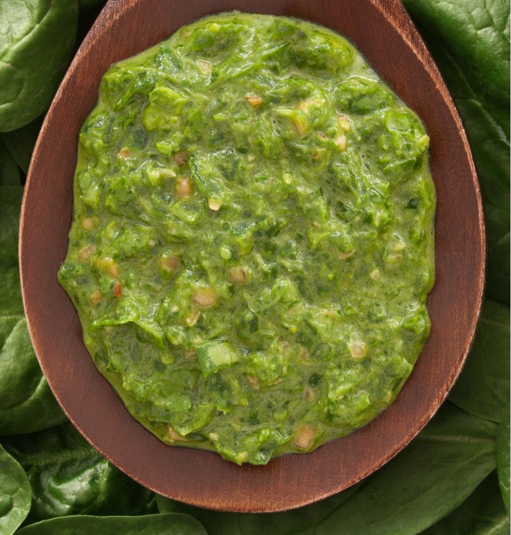 Spinach pesto in a spoon picture