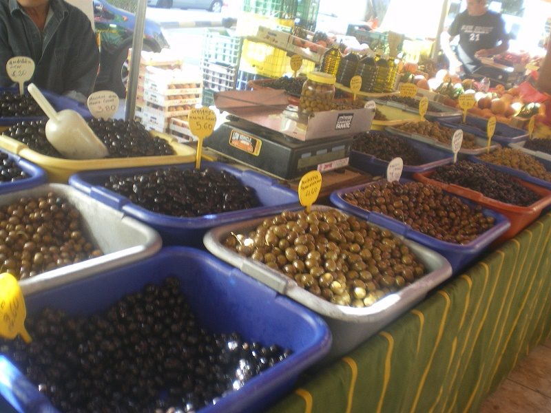 Olives sold at a farmers market