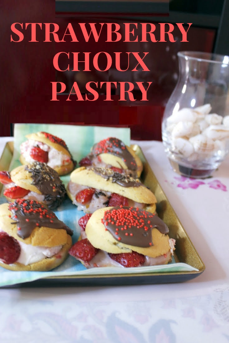 strawberry choux pastry image
