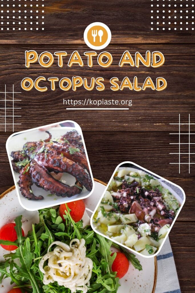 Collage potato salad with octopus image