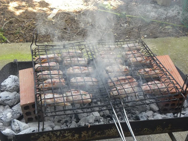 barbecuing sheftalia during Easter image