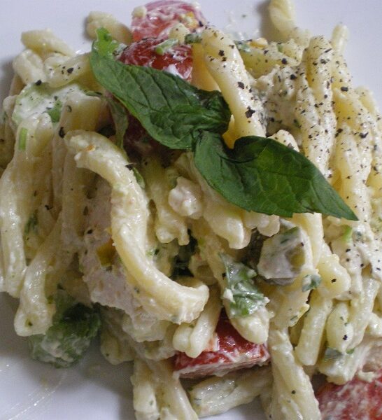 Summer Pasta Salad with Chicken and Mint Pesto