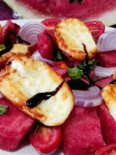 Watermelon and grilled halloumi salad image