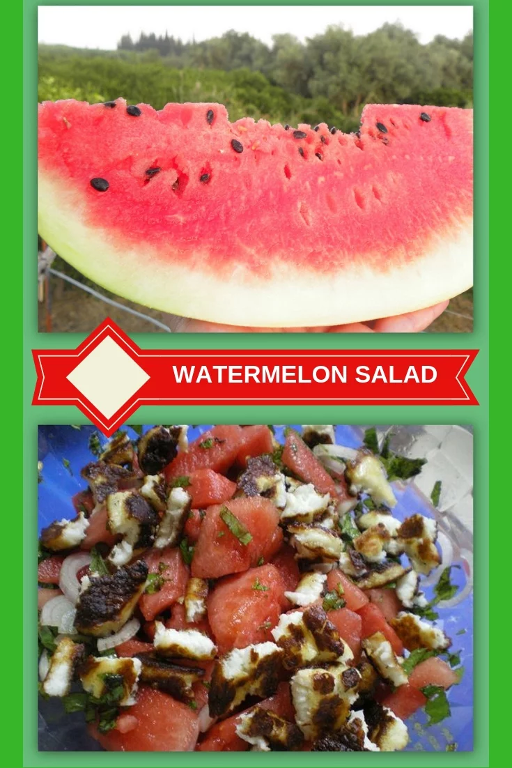 collage Watermelon and halloumi salad image