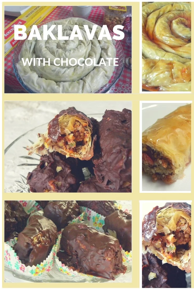 collage Baklavas with Chocolate image 