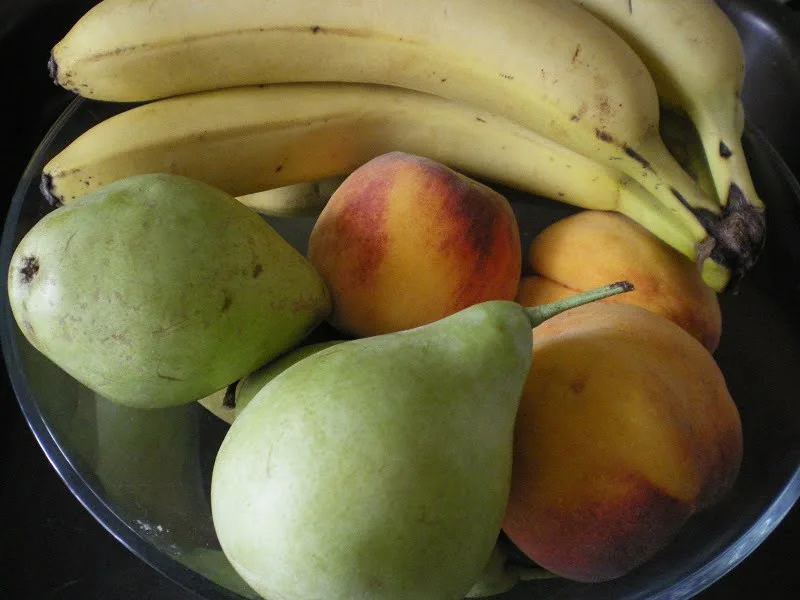 Bananas, pears and peaches image
