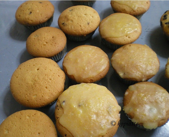 Banana Cupcakes with coconut and cherries