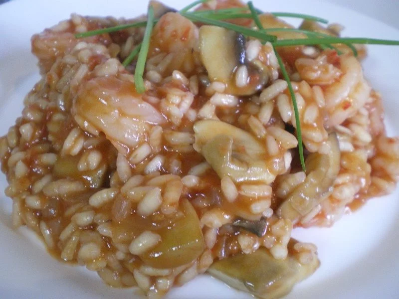 shrimp risotto with chives