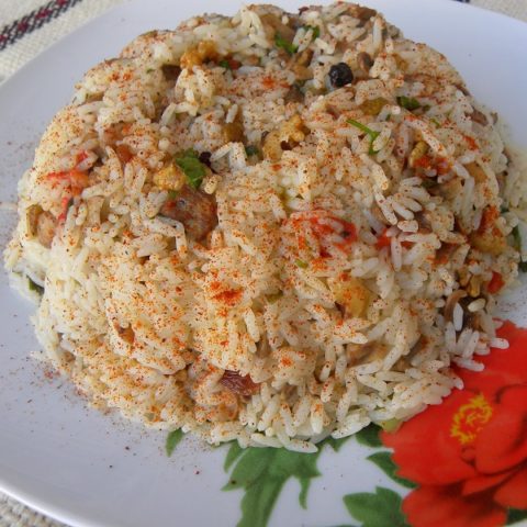 Festive rice pilaf with mushrooms image