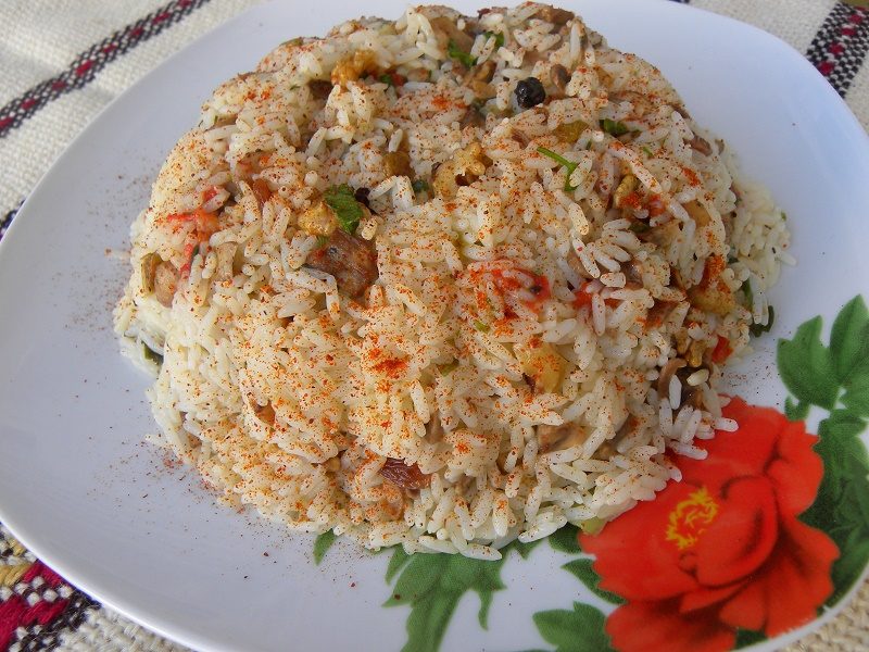 Festive rice pilaf with mushrooms image