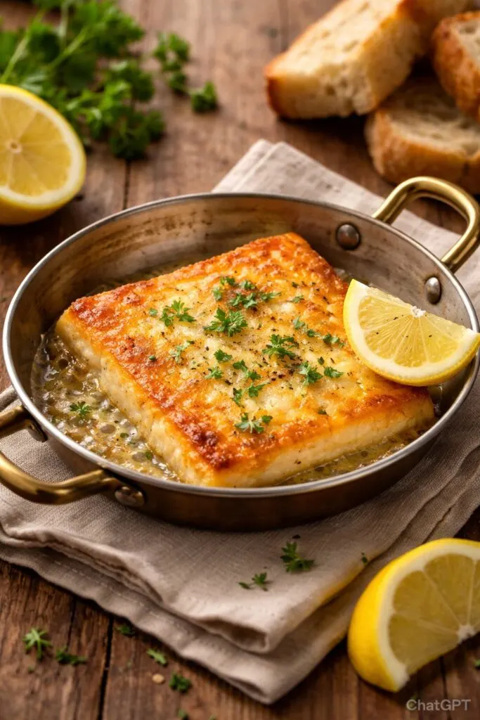 Cheese saganaki served with lemon wedges image