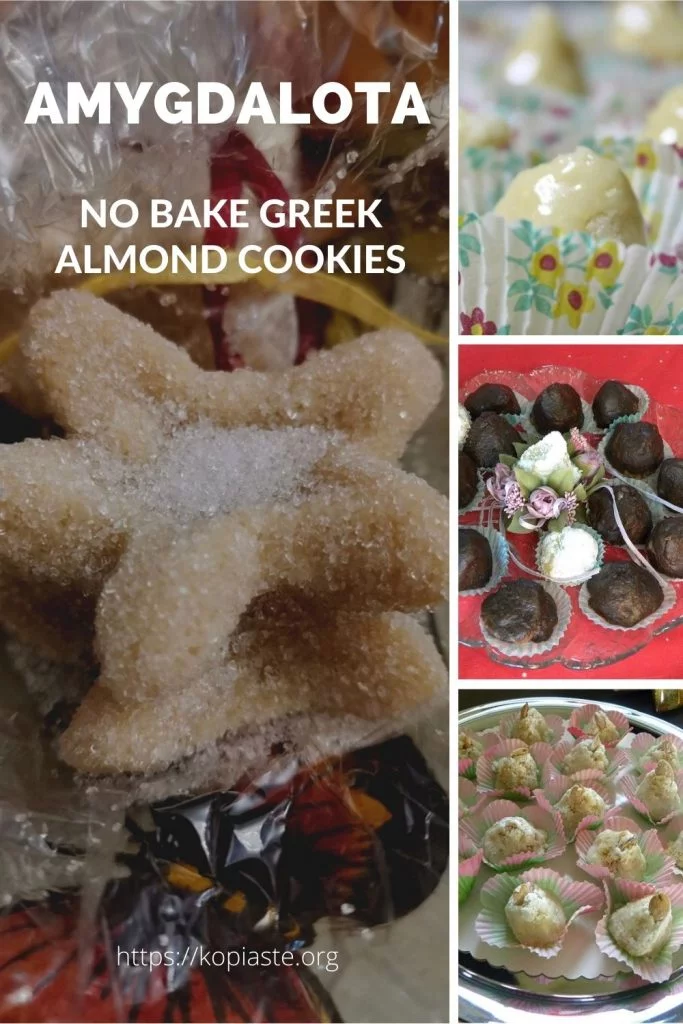 Collage Amygdalota no bake Greek Almond cookies image