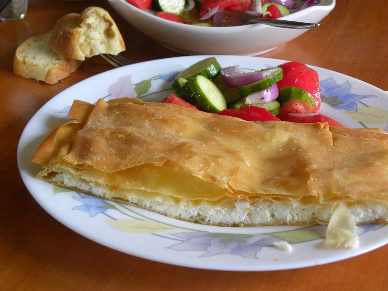 Tyropita (cheese pie) with Horiatiko phyllo