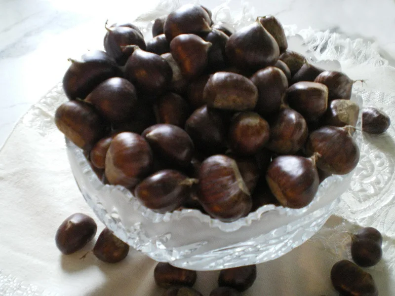 chestnuts in a crystal bowl image