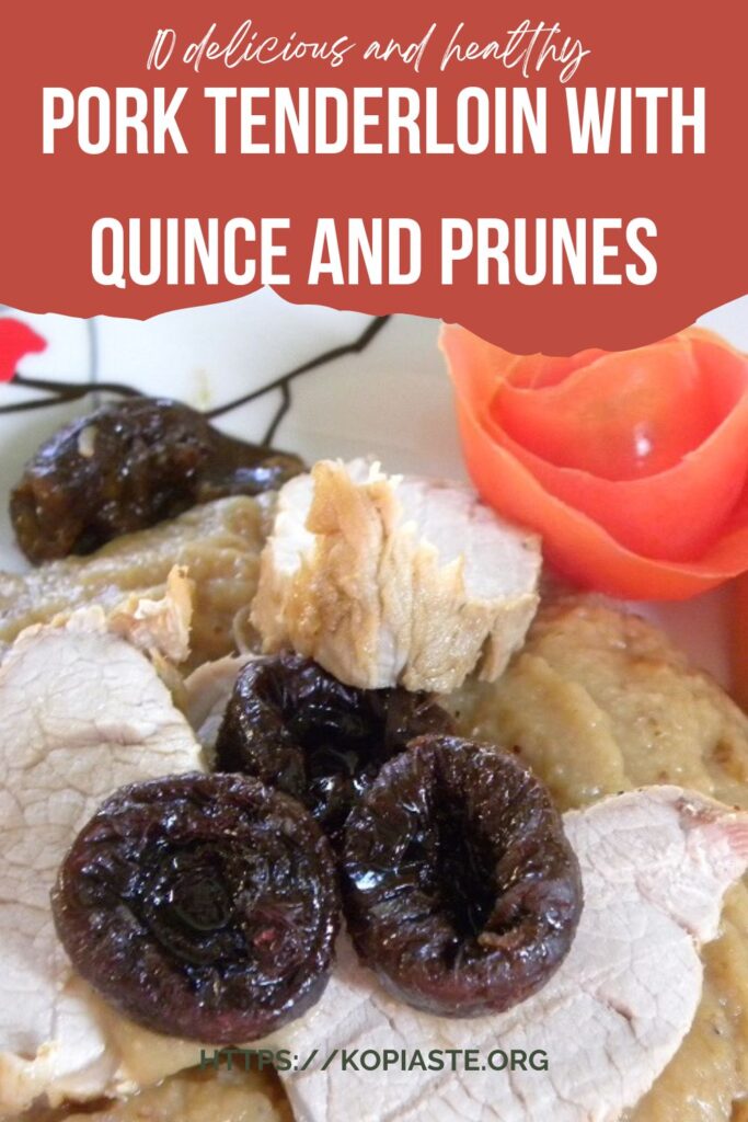 Collage pork tenderloin with quince and prunes image