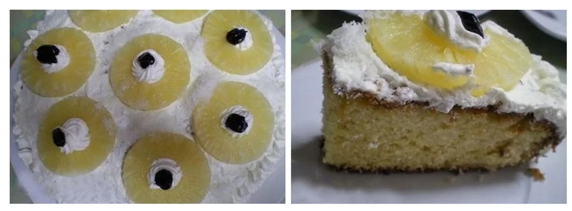 revani with whipped cream and pineapple image