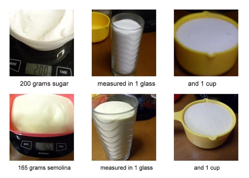 Sugar and semolina measurements image