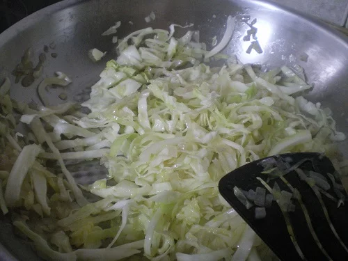 Sauteeing cabbage image