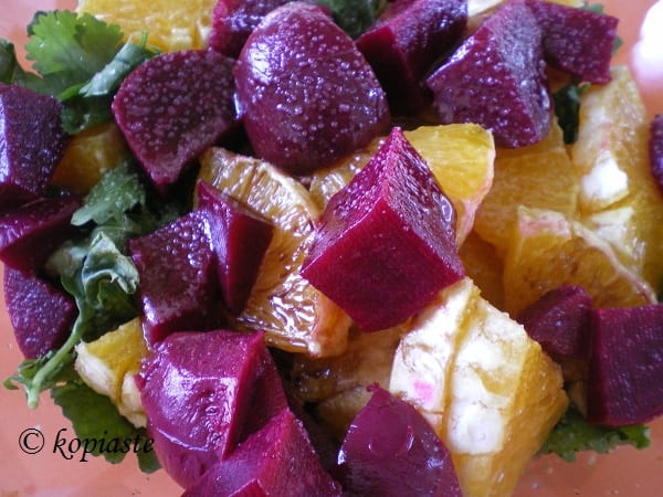 beetroot salad with rocket and oranges photo