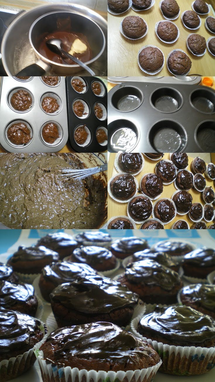 collage vegan chocolate cupcakes