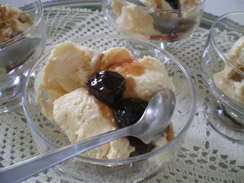 Ice cream with cherries image