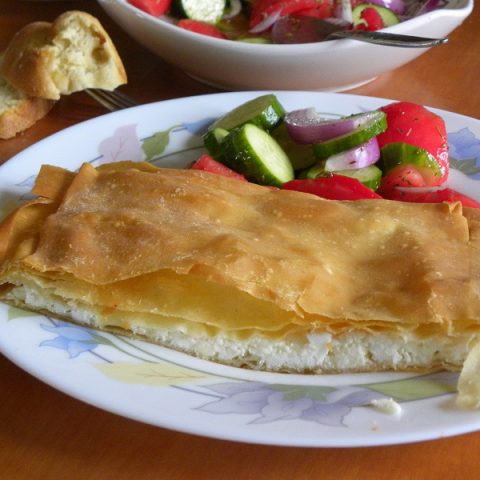 Tyropita (cheese pie) with Horiatiko phyllo image