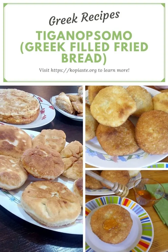 Collage Tiganopsomo (Greek filled fried bread) image