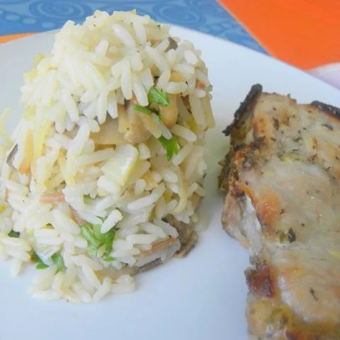 Rice pilaf with pork chop image