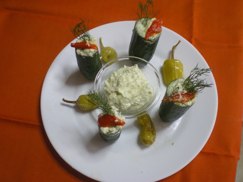 Stuffed Cucumbers with Fetatziki sauce image
