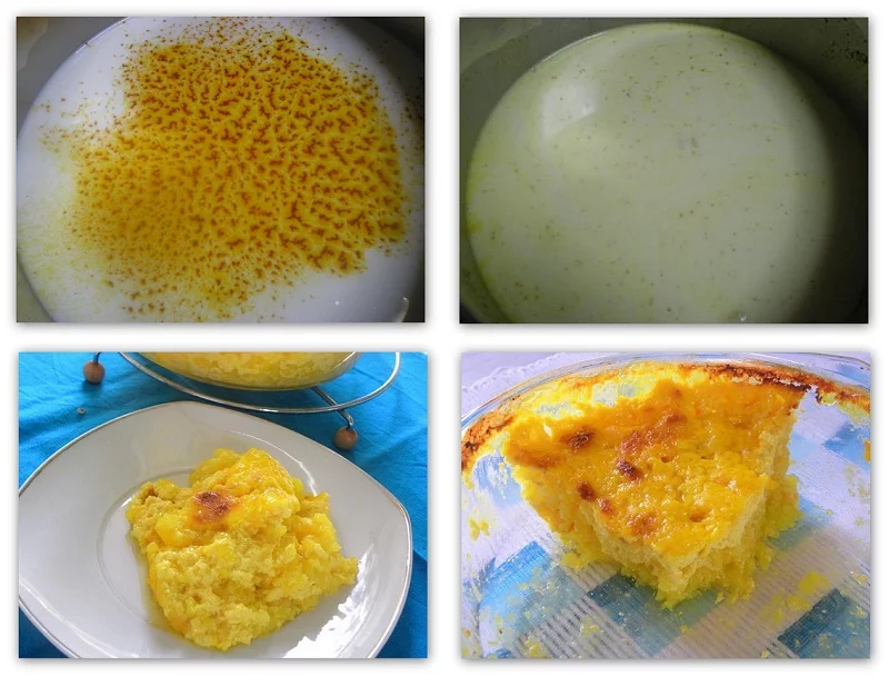 collage saffron rice pudding image