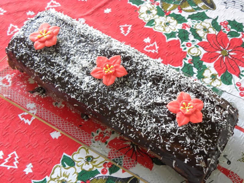 Christmas Chocolate Wafer Coconut Roulade