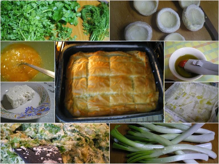 Collage artichoke pie with phyllo image