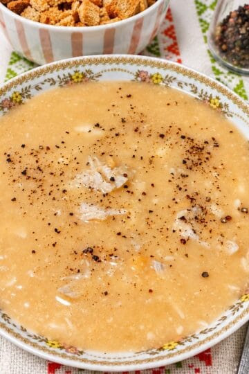 Cypriot trahanas soup with croutons image