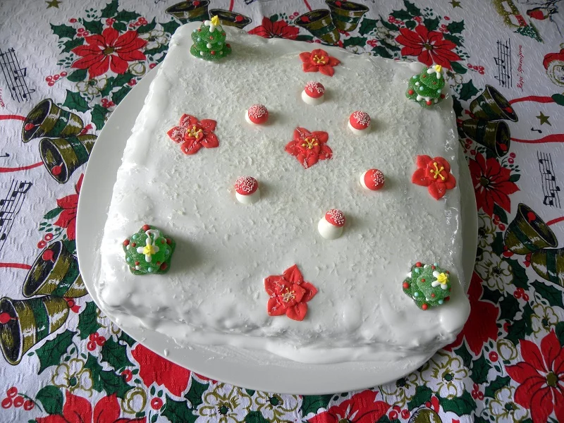 Non Traditional Christmas Cake with edible decorations image