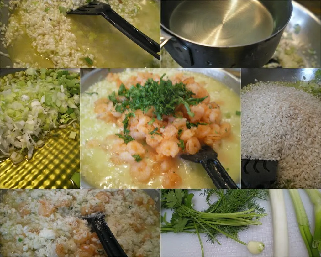 Collage shrimp and herb risotto picture
